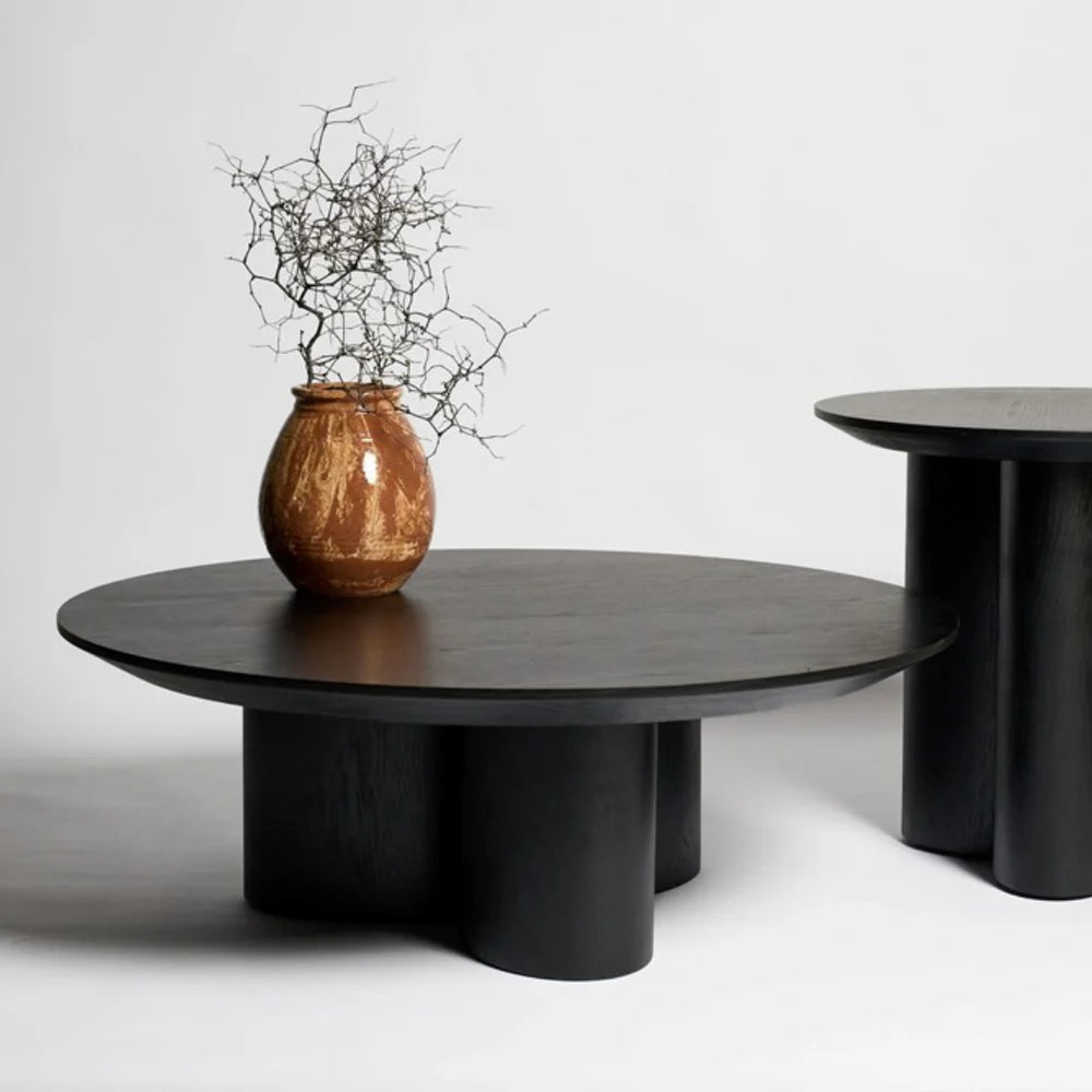 Round coffee table 100cm oak black