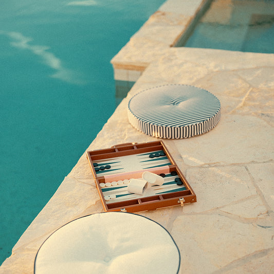 Round outdoor chair cushion navy stripe 50cm