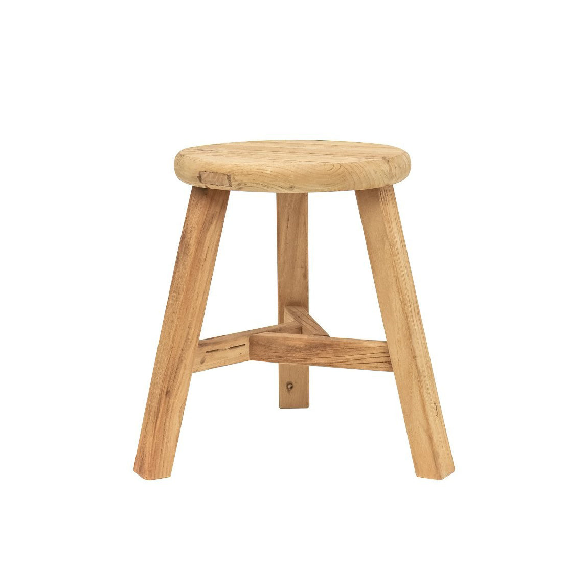 Round reclaimed elm wood stool