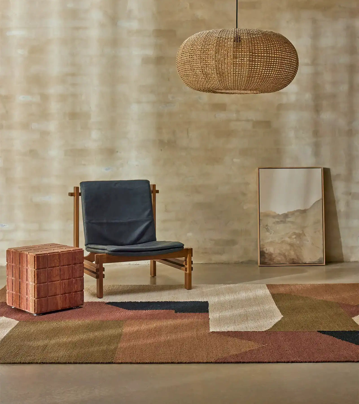 Ruben abstract  handwoven jute rug terra
