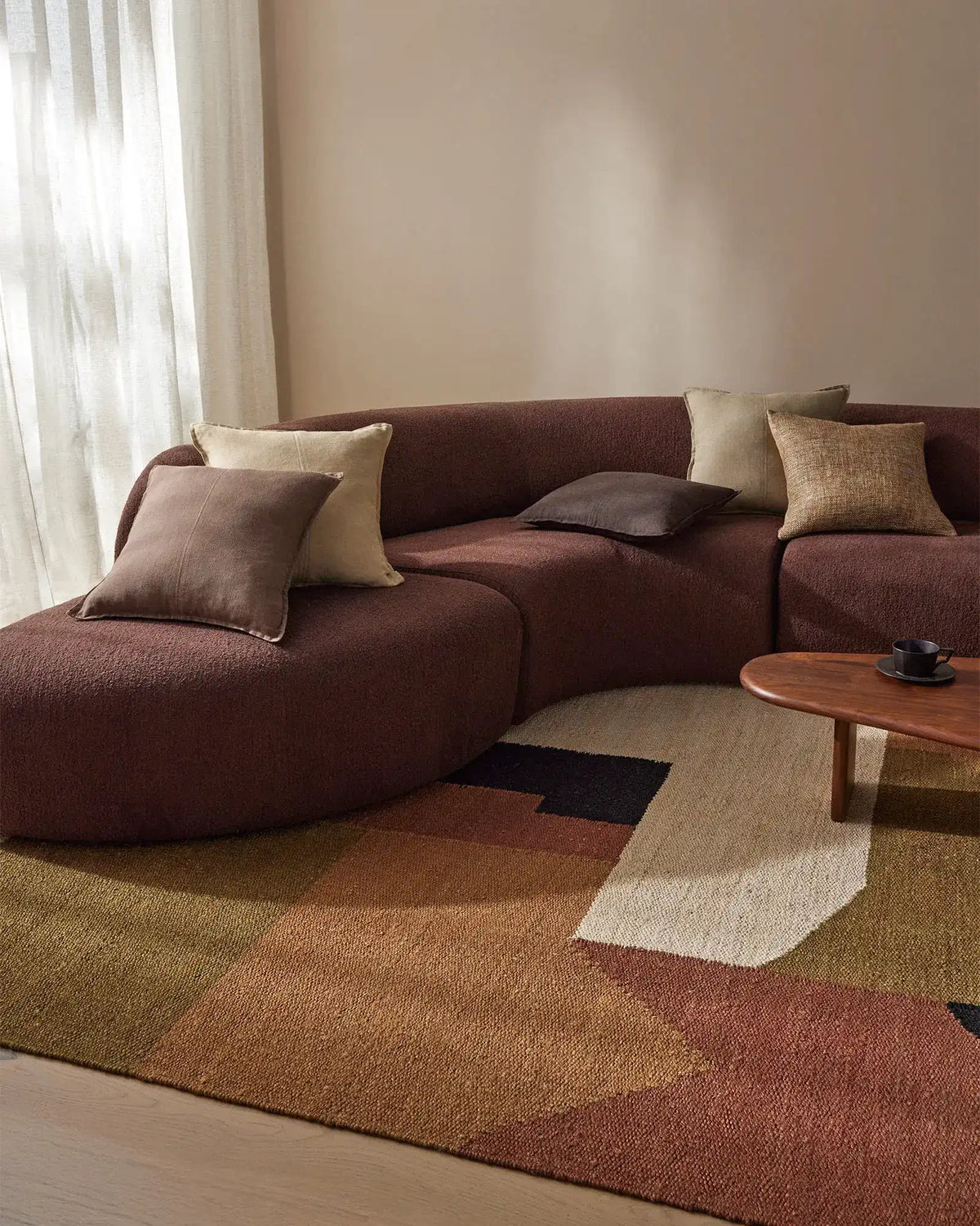 Ruben abstract  handwoven jute rug terra