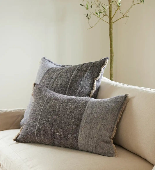 Linen cushion cover rustic navy 40 x 60cm