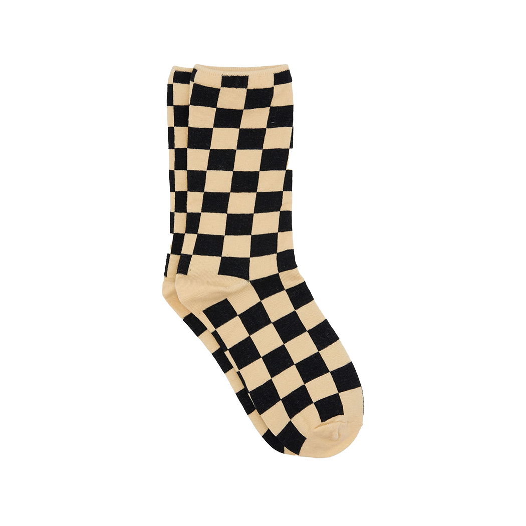 Check cotton socks black & cream