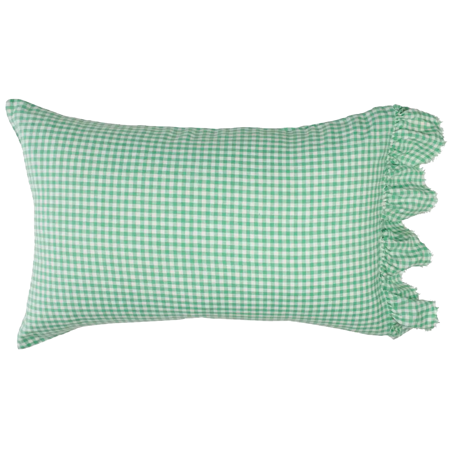 SOW Fresco gingham pillowcase set with ruffle mint