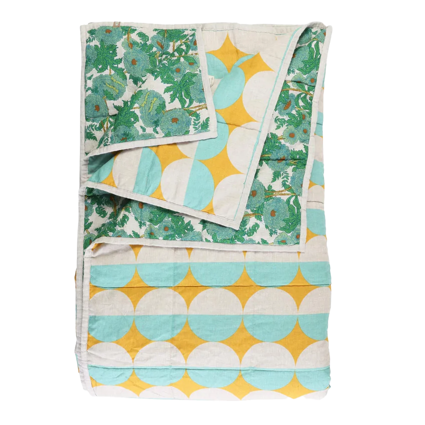 SOW Joan & Bob linen quilt 160x240cm – green with envy nz