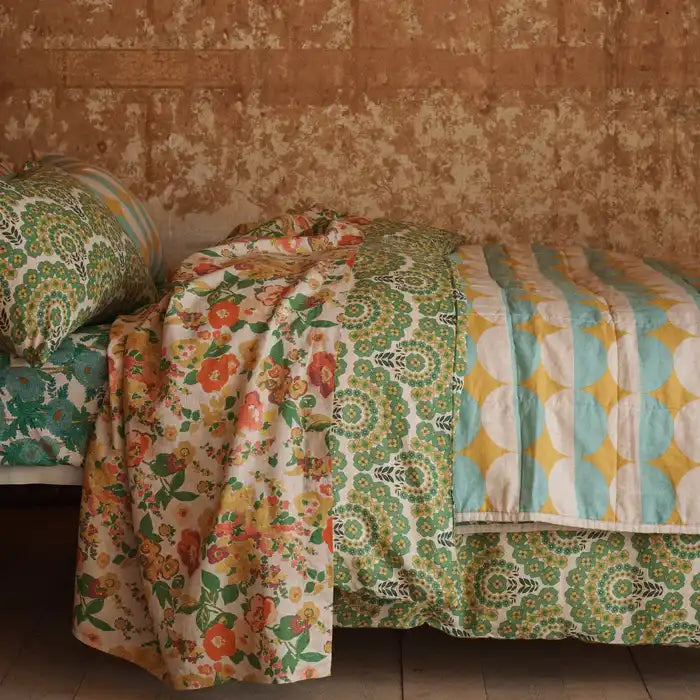 SOW Marianne floral linen flat sheet