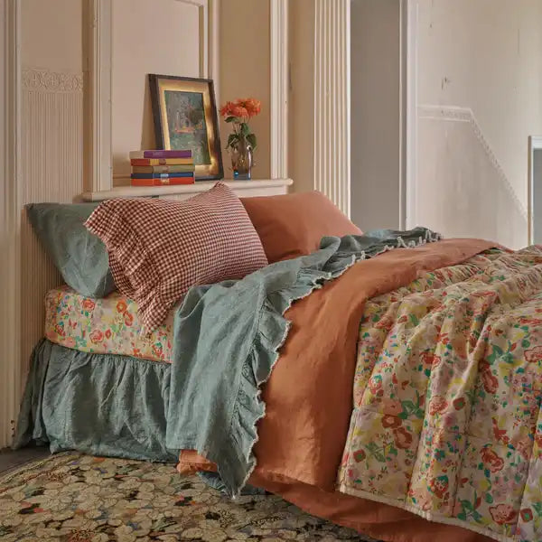 SOW Paloma floral linen fitted sheet