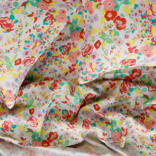 SOW Paloma floral linen flat sheet