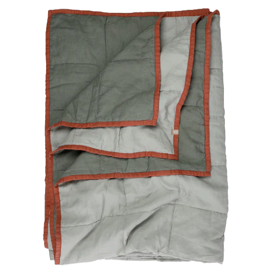 SOW artichoke/pistachio double sided linen quilt