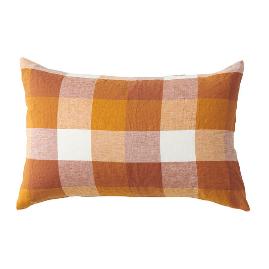 SOW biscuit check linen pillowcase set