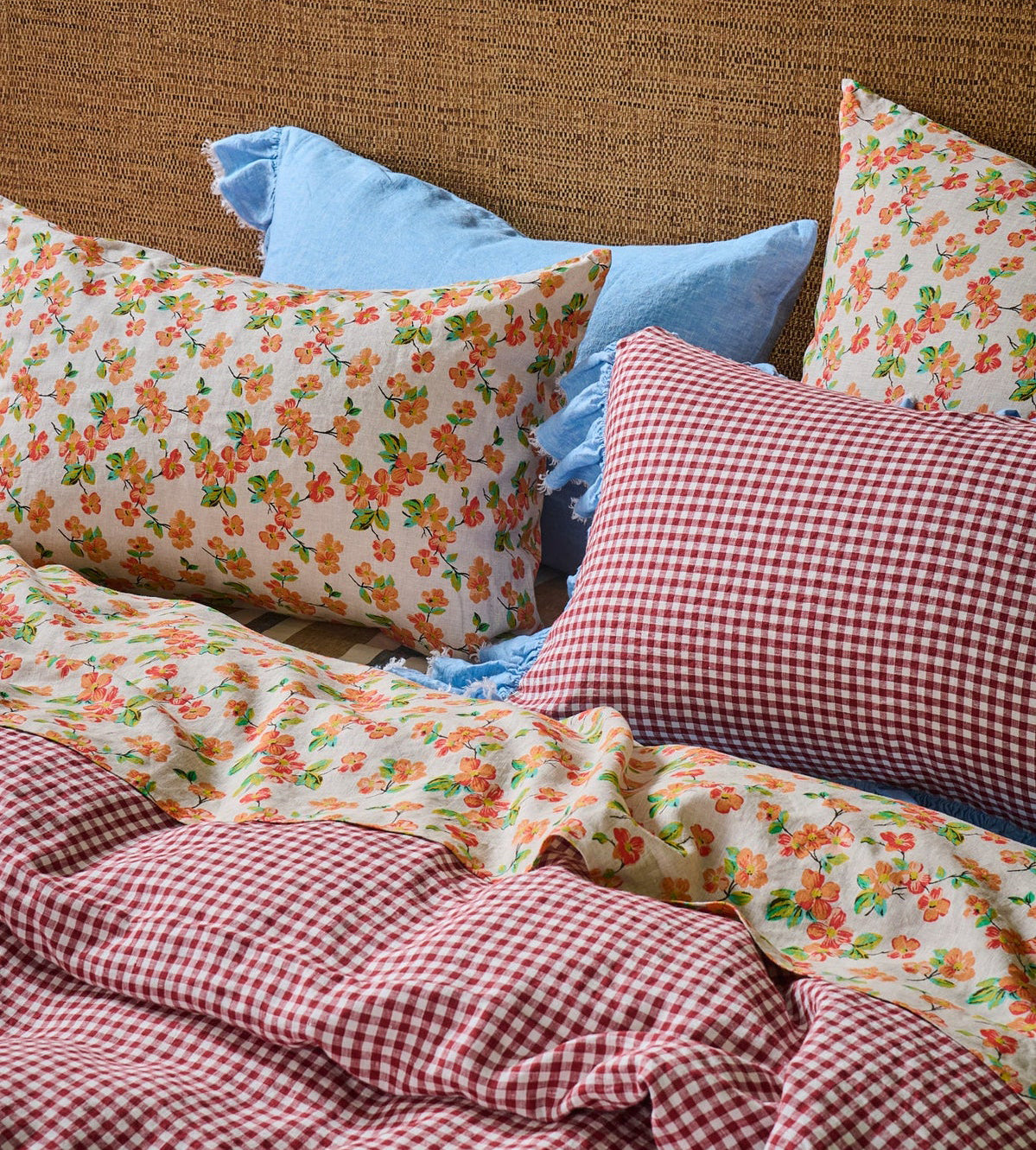 SOW elma floral linen flat sheet