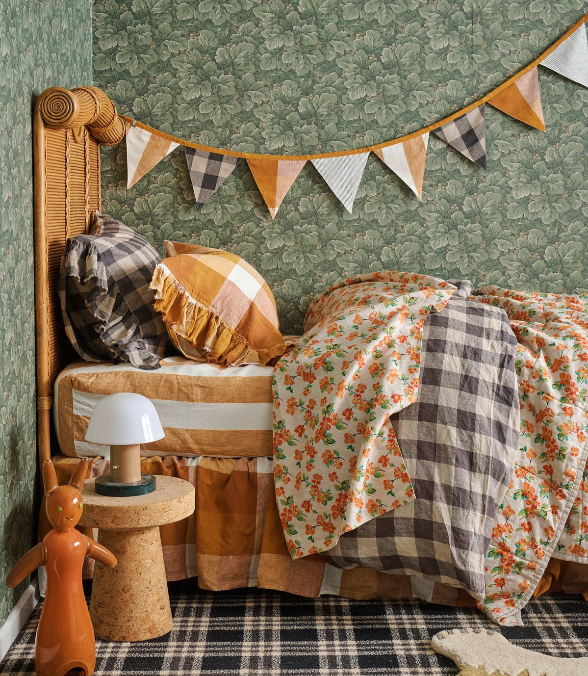 SOW elma floral linen flat sheet