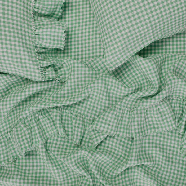 SOW Fresco gingham pillowcase set with ruffle mint