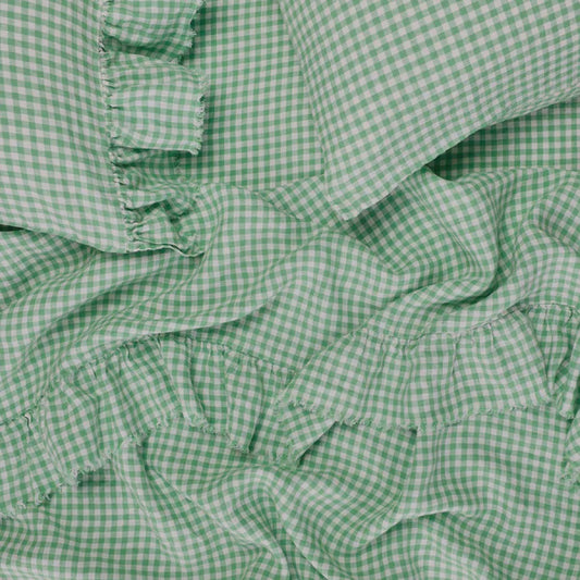 SOW Fresco gingham pillowcase set with ruffle mint