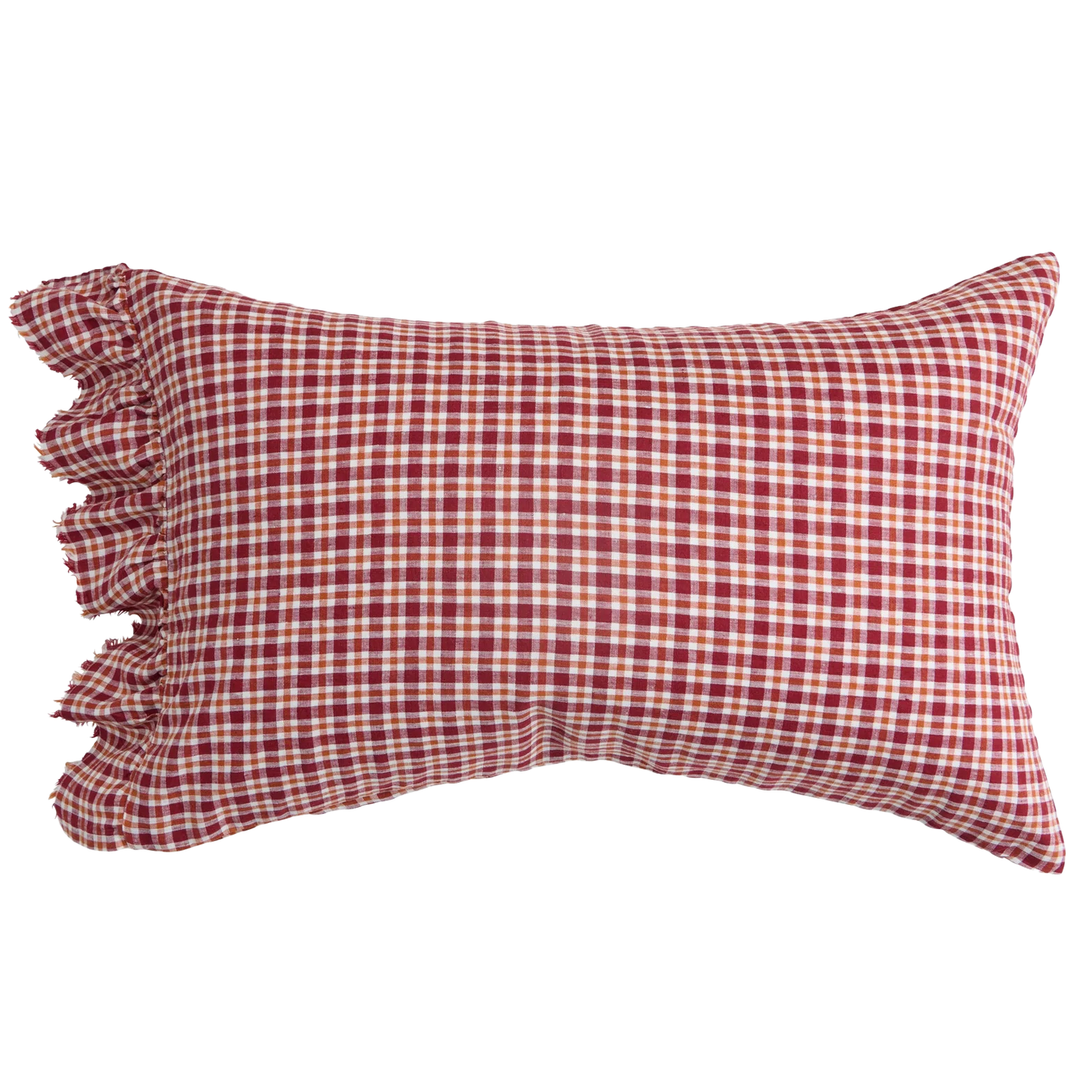 SOW gingham pillowcases with ruffle grevillea check