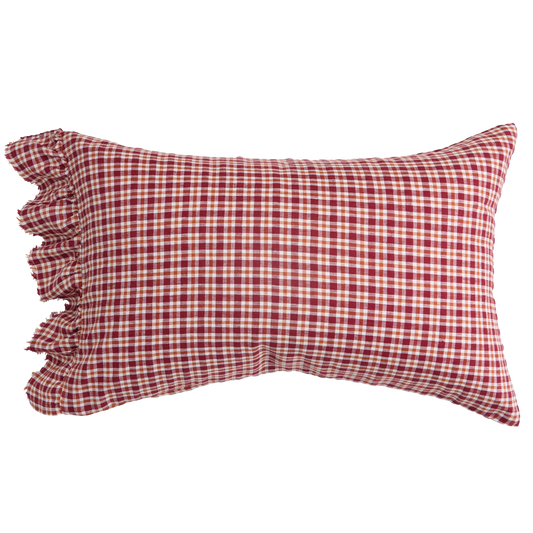 SOW gingham pillowcases with ruffle grevillea check