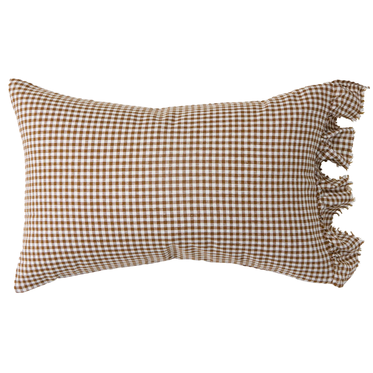 SOW gingham pillowcases with ruffle gumnut