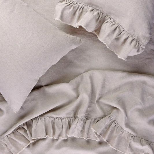 SOW linen flat sheet with ruffle natural