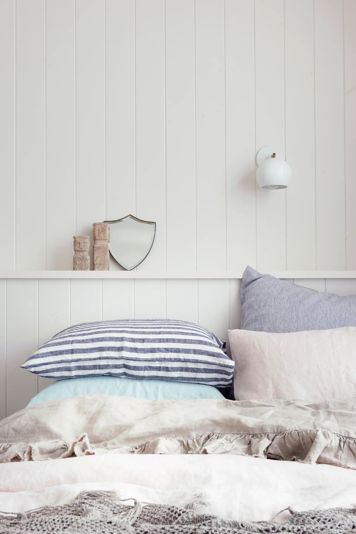 SOW linen flat sheet with ruffle natural