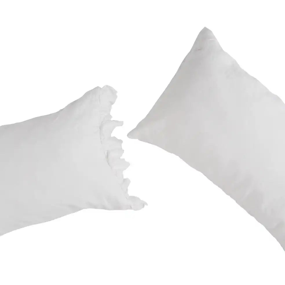 SOW linen pillowcase set with ruffle ivory