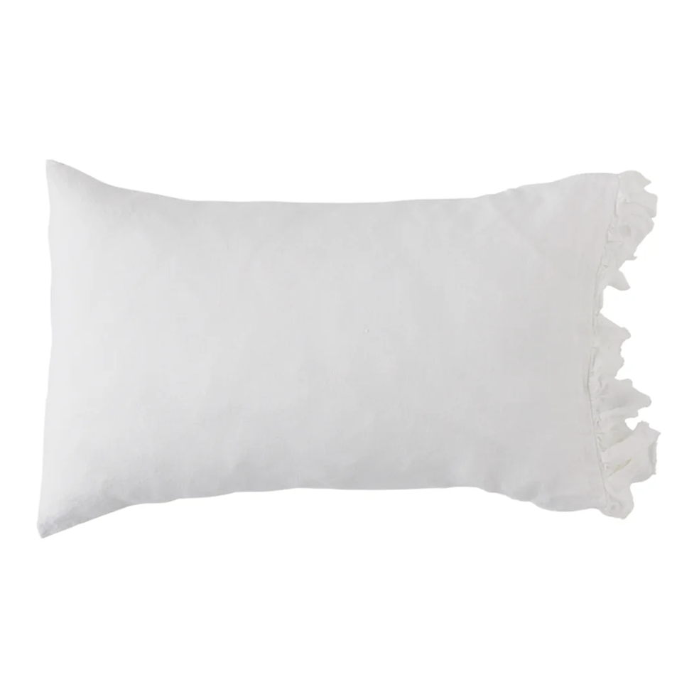 SOW linen pillowcase set with ruffle ivory