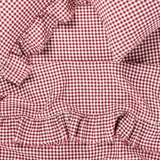 SOW mulberry gingham linen fitted sheet