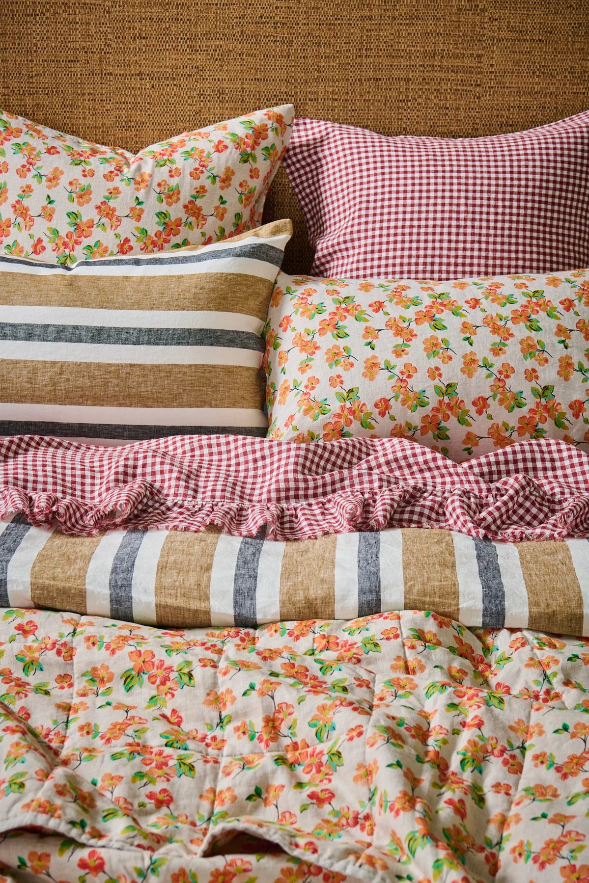 SOW gingham linen pillowcase set mulberry