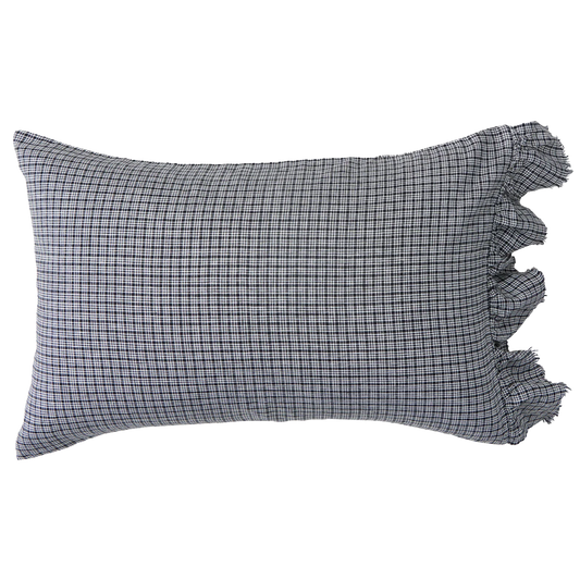 SOW pepperberry check linen pillowcases with ruffle