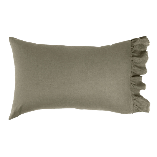 SOW linen pillowcase set with ruffle artichoke