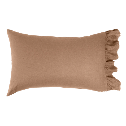 SOW linen pillowcase set with ruffle latte