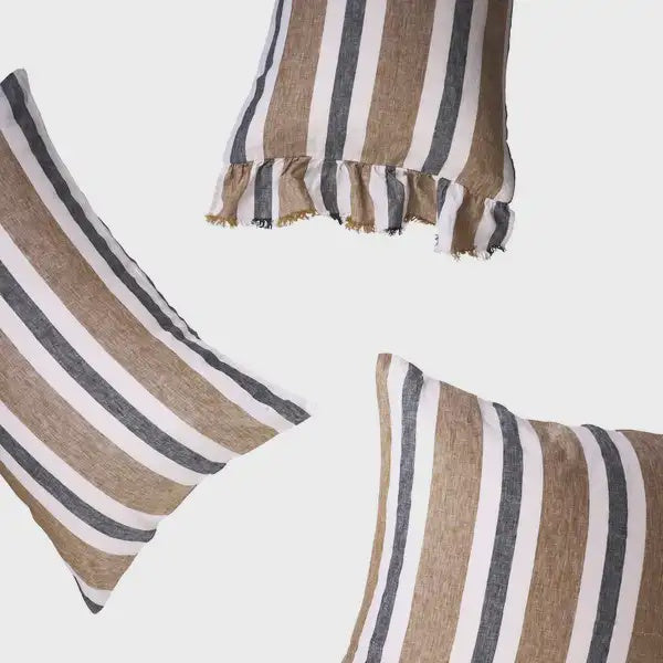 SOW taupe stripe linen euro pillowcase set
