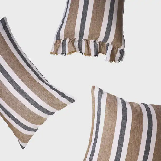 SOW taupe stripe linen euro pillowcase set