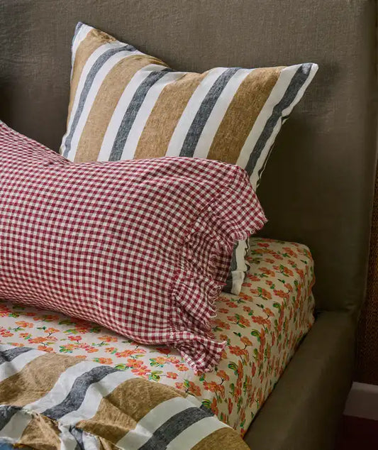 SOW taupe stripe linen euro pillowcase set