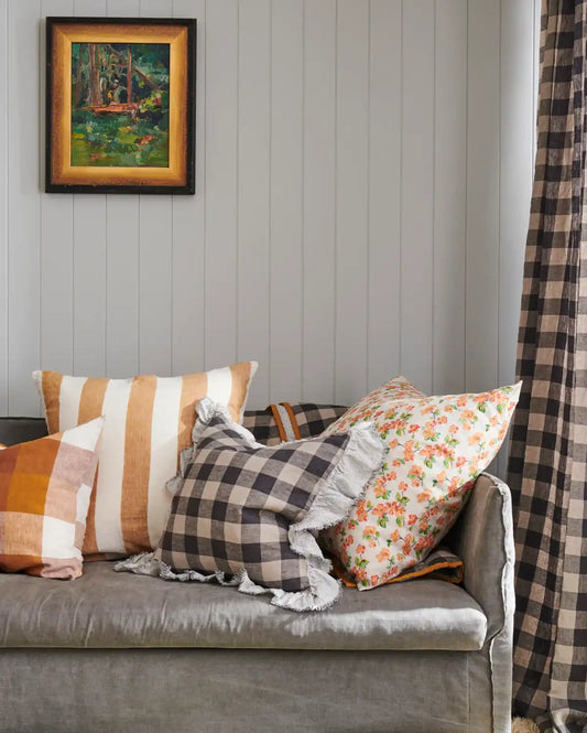 SOW tumeric stripe linen cushion cover 50cm