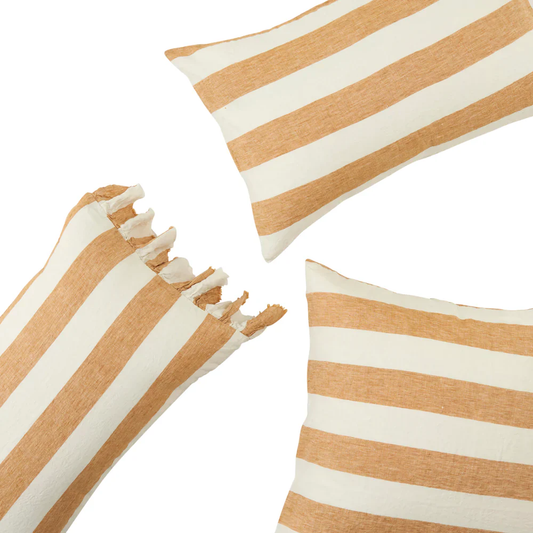 SOW turmeric stripe linen euro pillowcase set