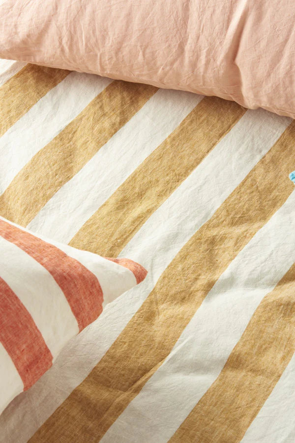 SOW turmeric stripe linen fitted sheet