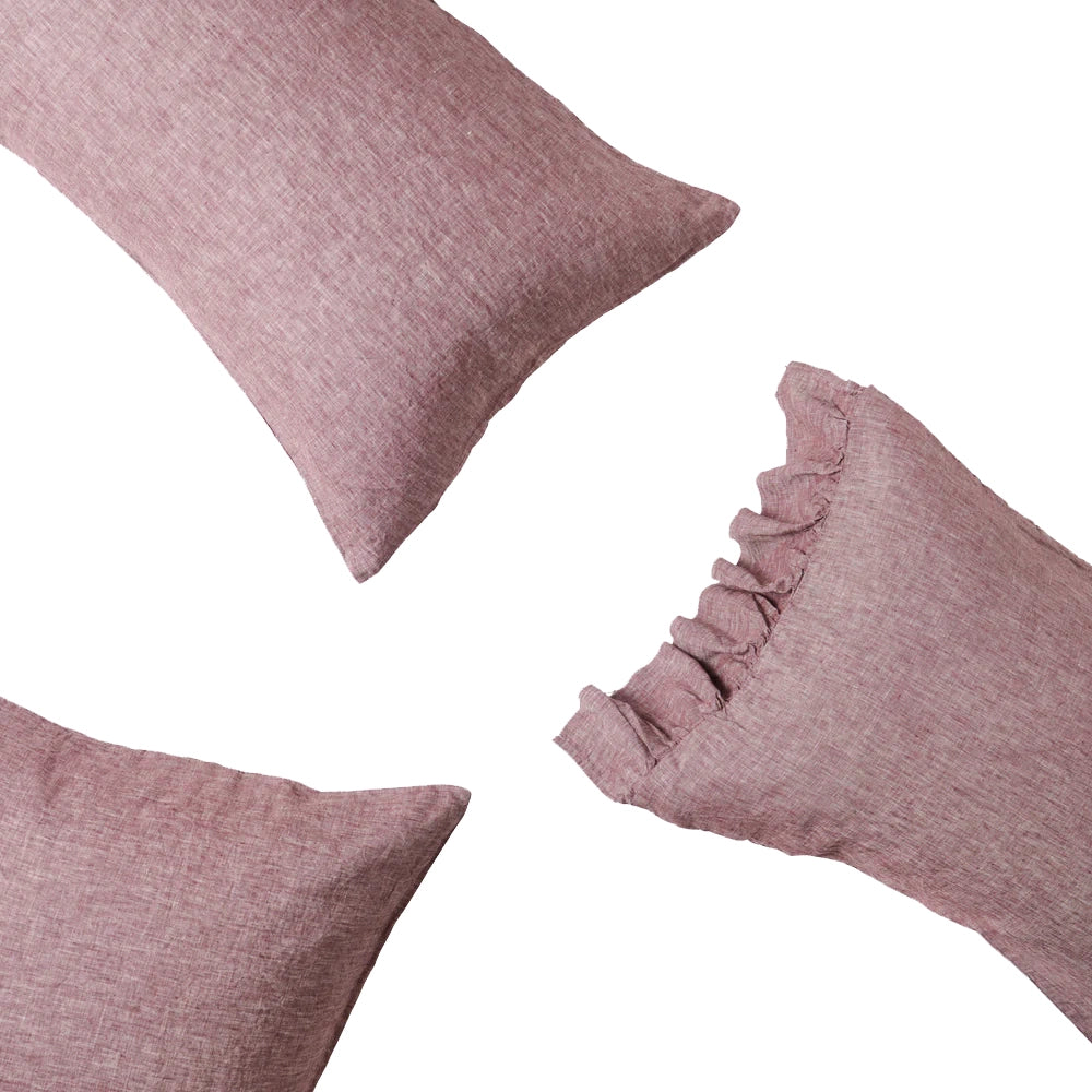 SOW marl linen standard pillowcase set aubergine