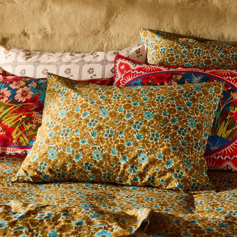 Sage & Clare Magnolia cotton pillowcase set turquoise