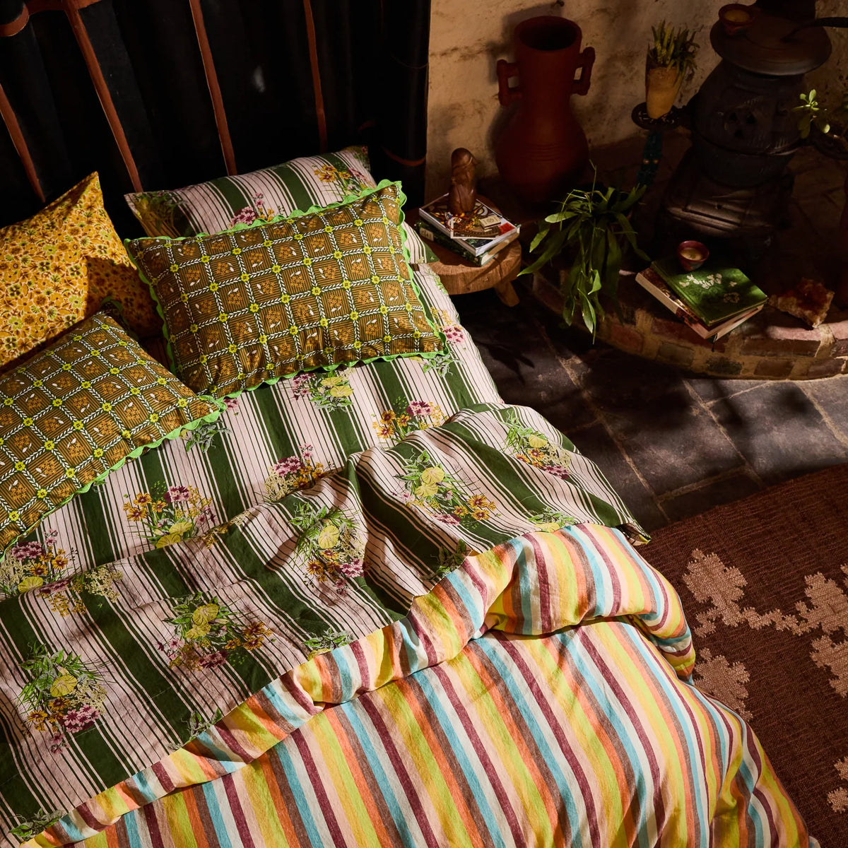 Sage & Clare Billy cotton pillowcase set with ric-rac edging