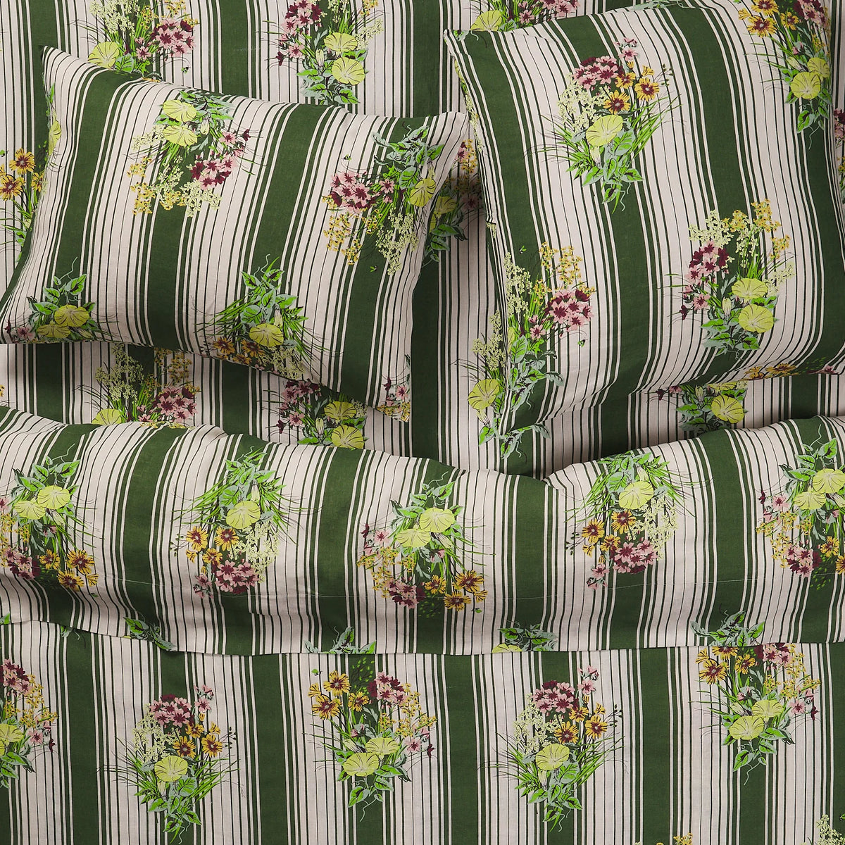 Sage & Clare Dempsey linen pillowcase set hunter green