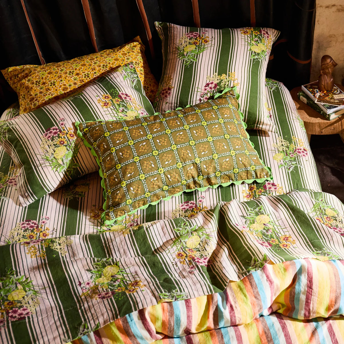 Sage & Clare Dempsey linen pillowcase set hunter green