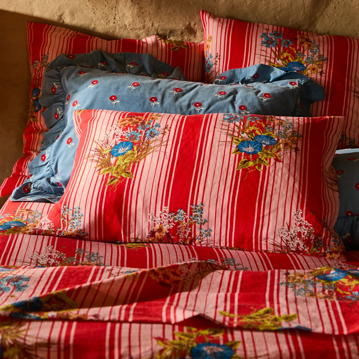 Sage & Clare Dempsey linen pillowcase set poppy
