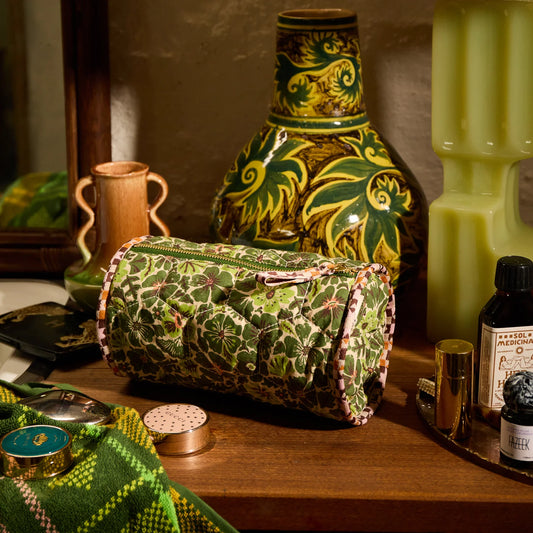 Sage & Clare organic cotton magnolia makeup bag cactus green
