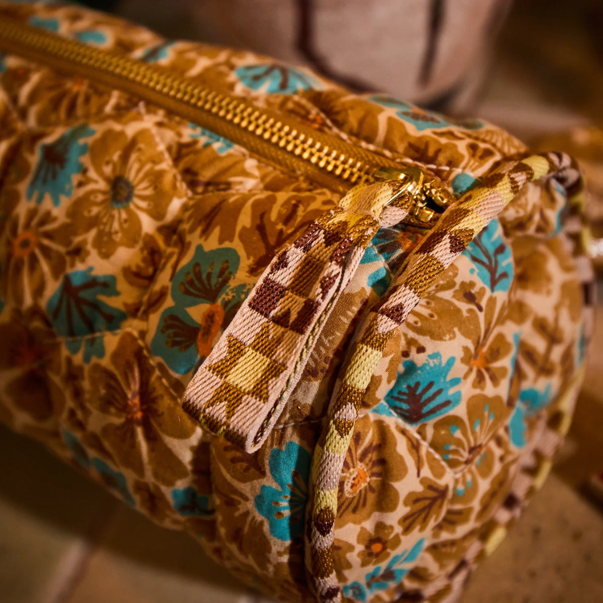 Sage & Clare organic cotton magnolia makeup bag turquoise