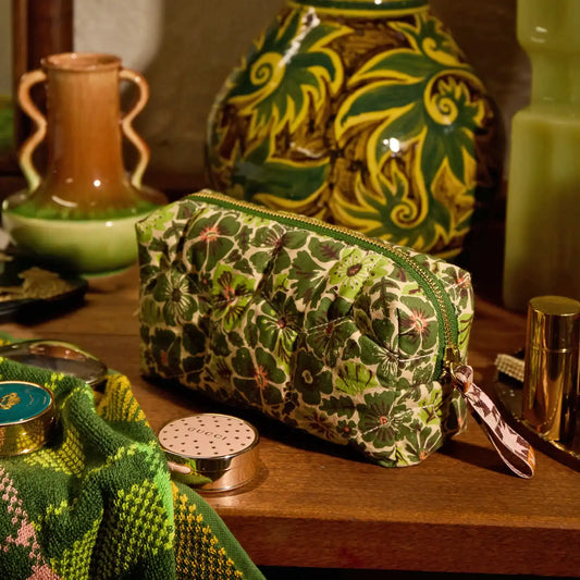 Sage & Clare organic cotton magnolia travel pouch cactus green
