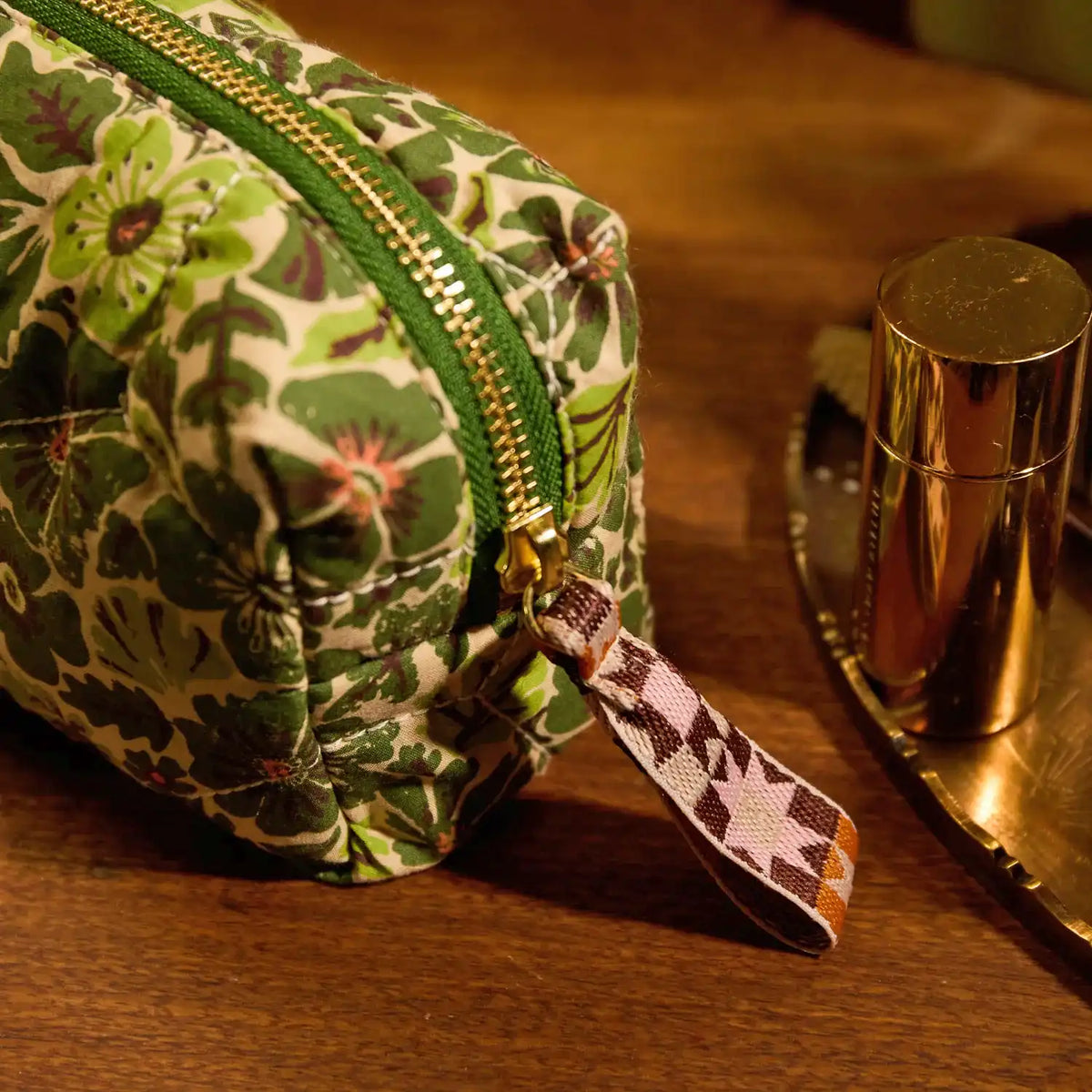Sage & Clare organic cotton magnolia travel pouch cactus green
