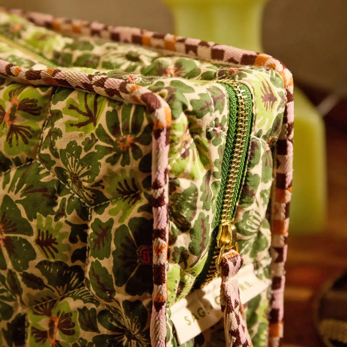 Sage & Clare organic cotton magnolia vanity bag cactus green