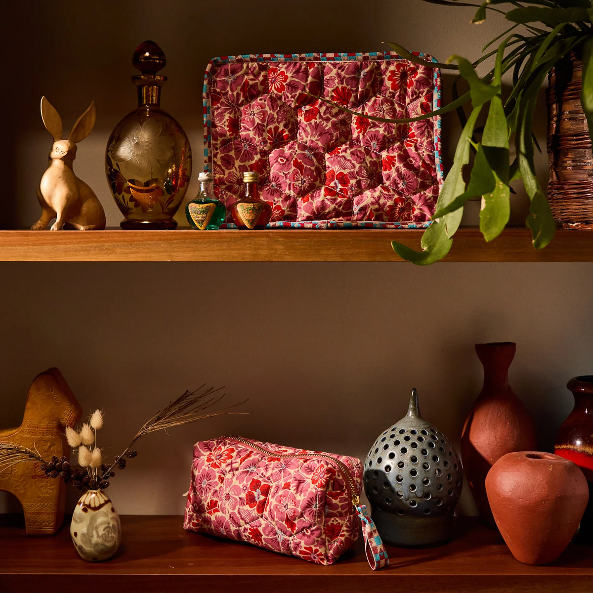 Sage & Clare organic cotton magnolia vanity bag poppy