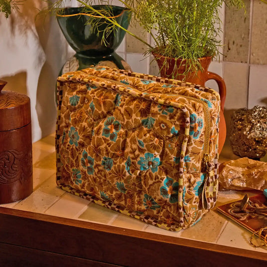 Sage & Clare organic cotton magnolia vanity bag turquoise