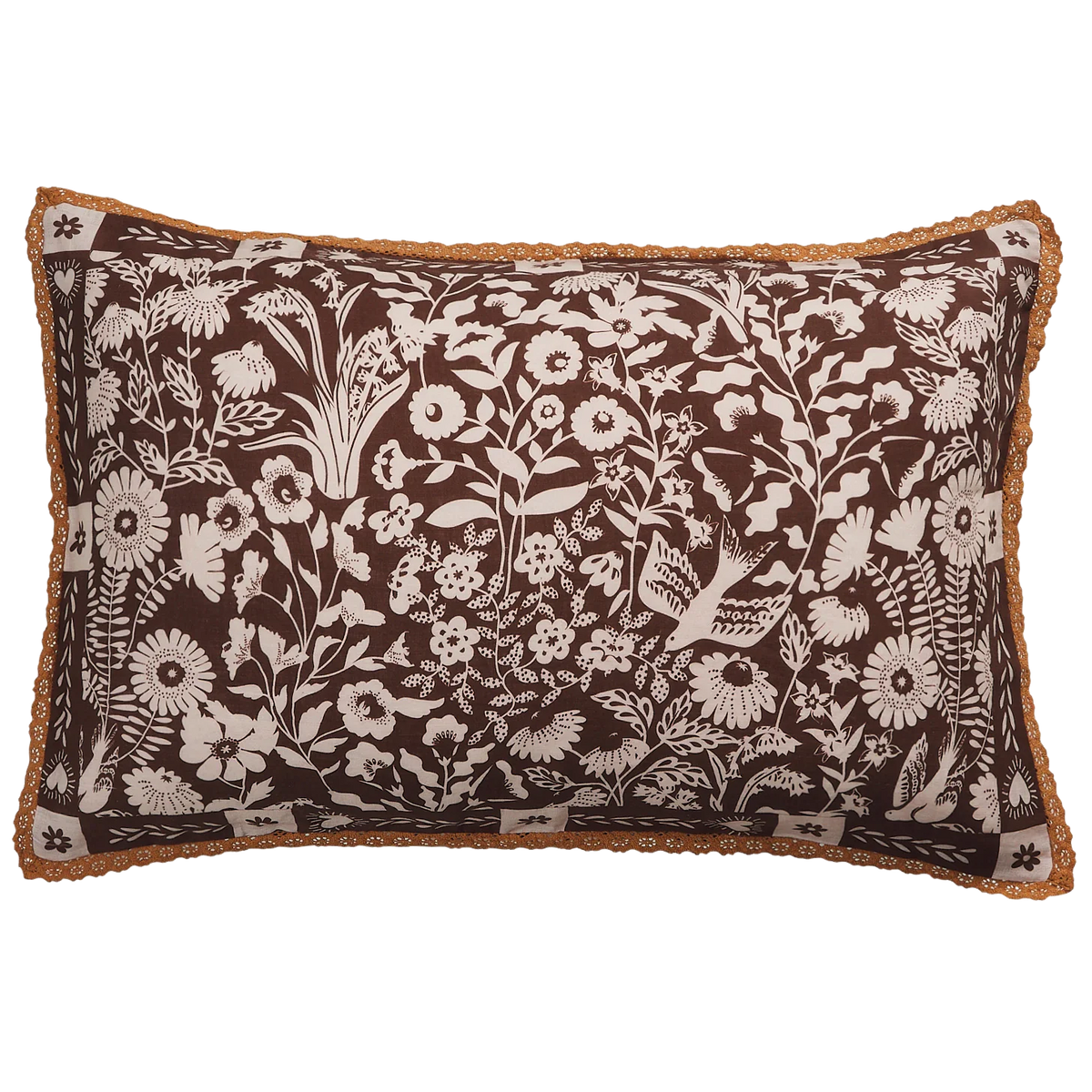 Sage x Clare Indiana linen pillowcase set with toffee crochet edging